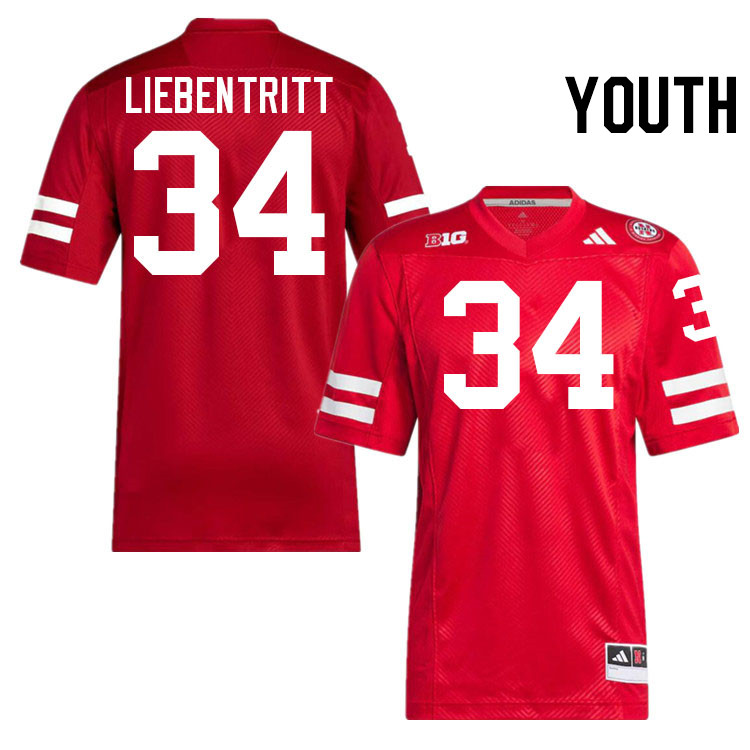 Youth #34 Barret Liebentritt Nebraska Cornhuskers College Football Jerseys Stitched Sale-Scarlet